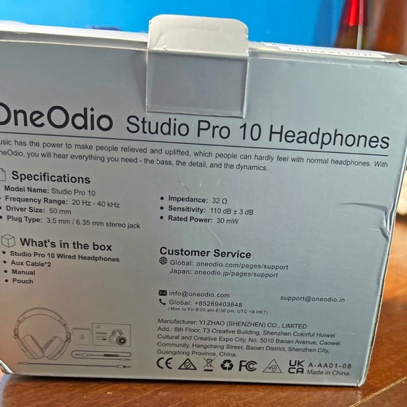 HEADPHONES, ONE ODIO PRO-10 OVER EAR WIRED HEADPHONES, 50MM NEODYMIUM DRIVERS, - Picture 8 of 10